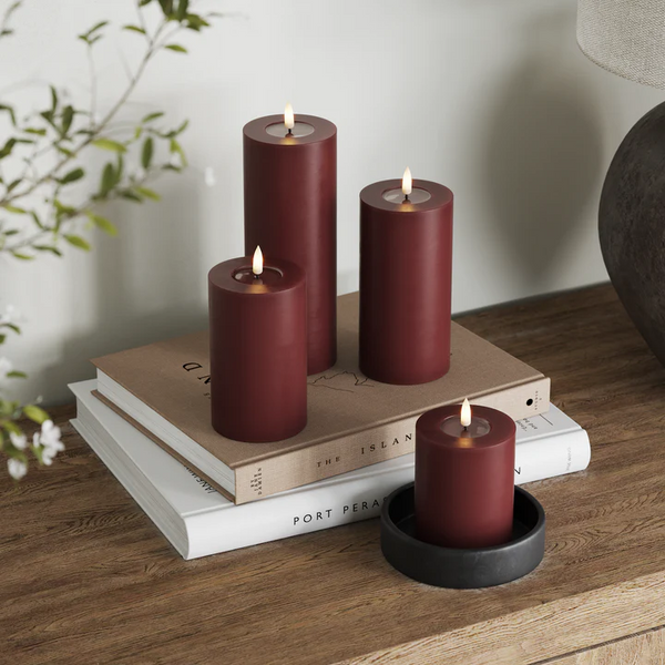Burgundy Pillar LED Candle Flameless