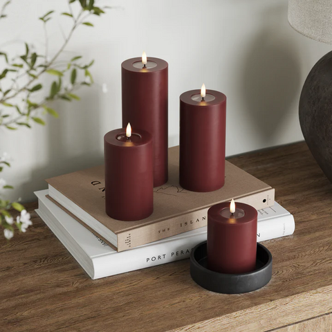 Burgundy Pillar LED Candle Flameless