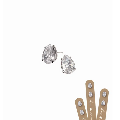 Brilliant Sparkle Pear Drop Studs - Silver/Clear
