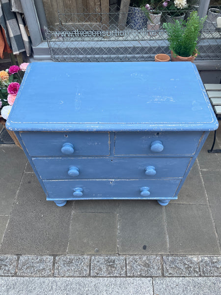 Antique Painted Pine Chest Of Drawers