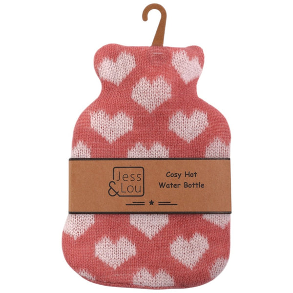 Pink & White Hearts Mini Hot Water Bottle
