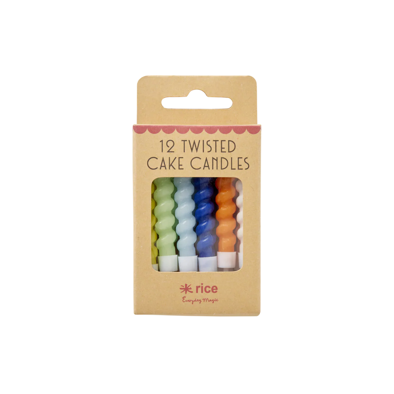 Rice Small Cake Candles - Blue - Twisted Design - 12-pack