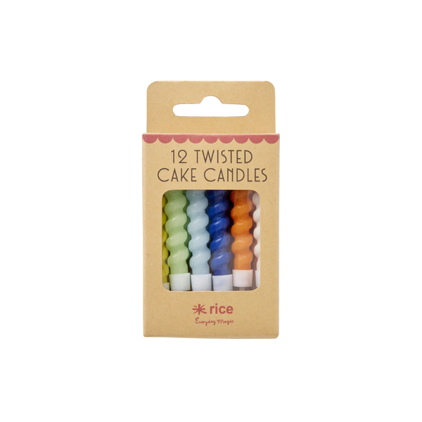 Small Cake Candles - Blue - Twisted Design - 12-pack