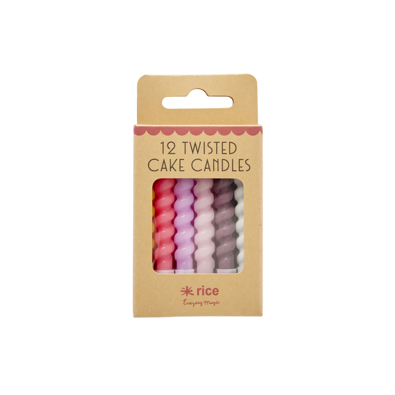 Rice Small Cake Candles - Pink- Twisted Design - 12-pack