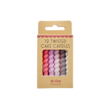 Small Cake Candles - Pink- Twisted Design - 12-pack