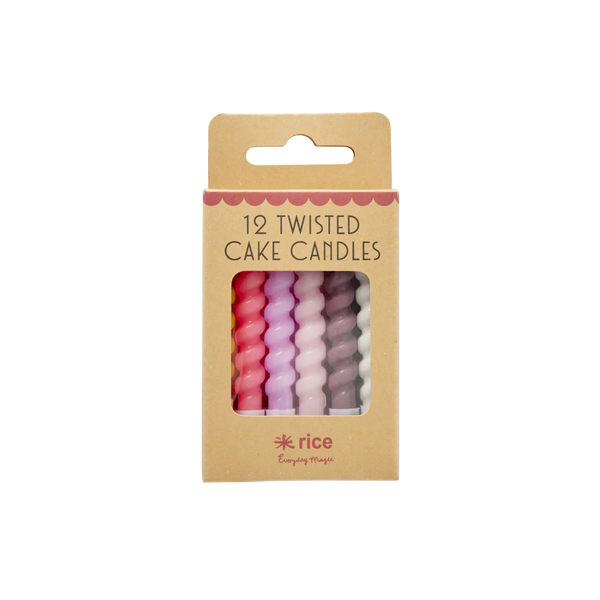Small Cake Candles - Pink- Twisted Design - 12-pack
