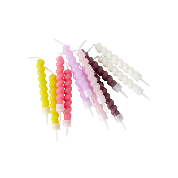 Small Cake Candles - Pink- Twisted Design - 12-pack