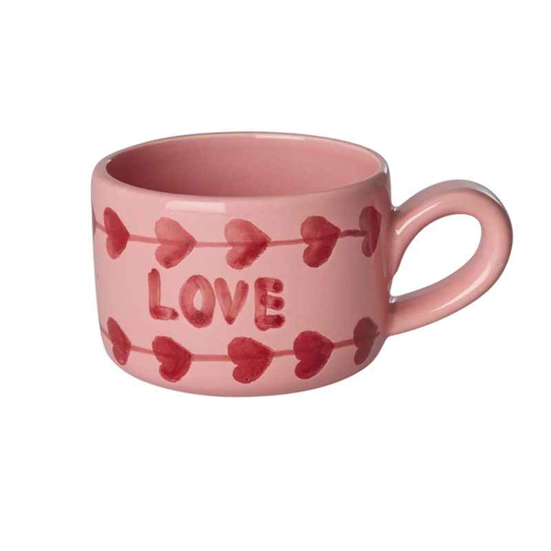 Ceramic Cappuccino Cup - Pink - Hand-painted LOVE