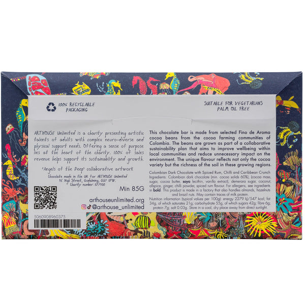 Arthouse Unlimited Angels of the Deep - Dark Chocolate with Spiced Rum, Chilli and Caribbean Crunch