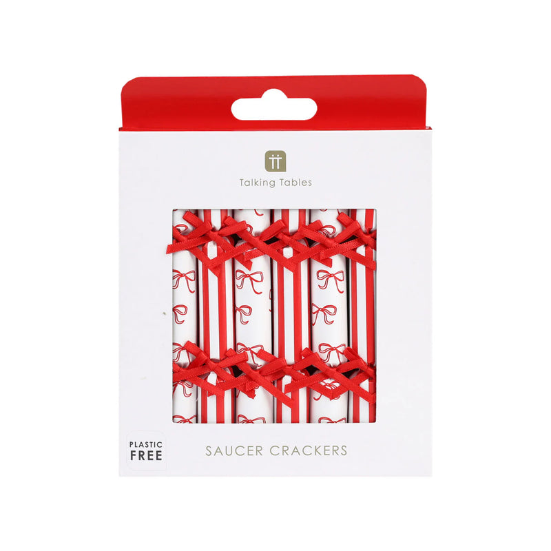 Candy/Bow Christmas Saucer Crackers - 8 Pack