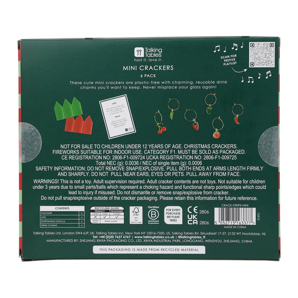 Striped Christmas Mini Crackers – 6 Pack
