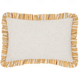 Carmon Stripe Ruffle Cushion Linen Ochre