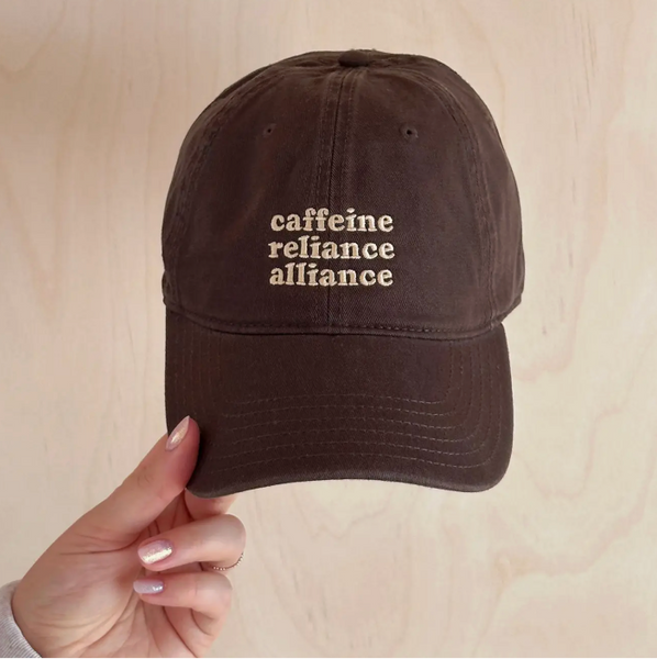 'Caffeine Reliance Alliance' Cotton Baseball Cap - Brown