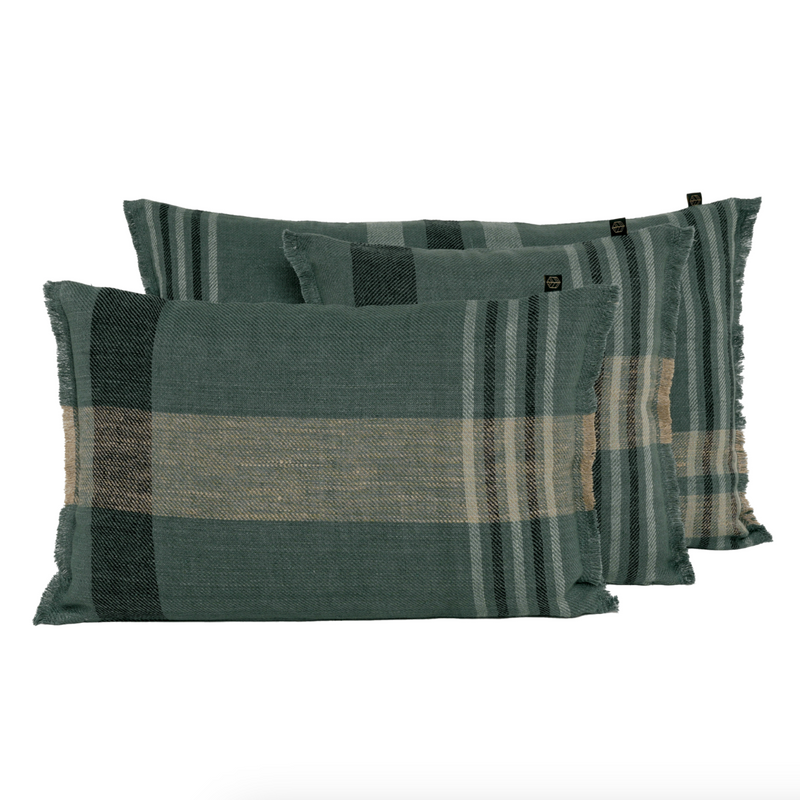  Check Cushion in Pigeon Green