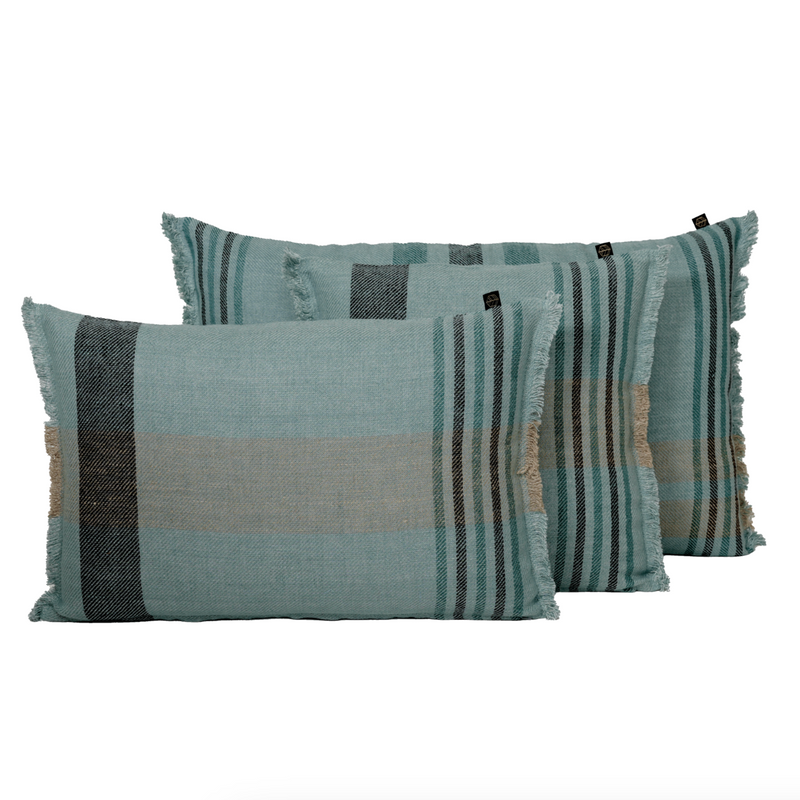 Checked Cushion in Green Blue 