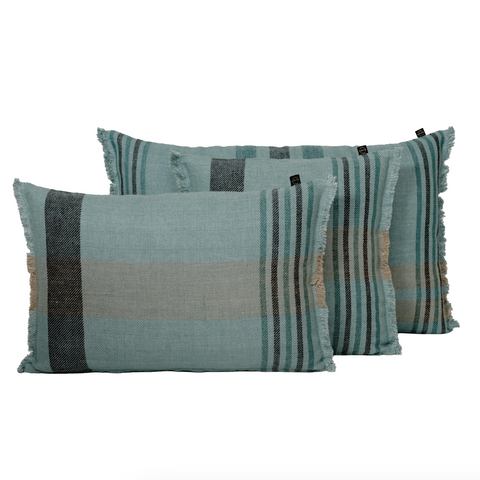 Checked Cushion in Green Blue 