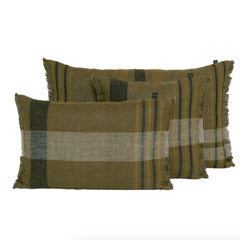 Checked Cushion in Khaki 