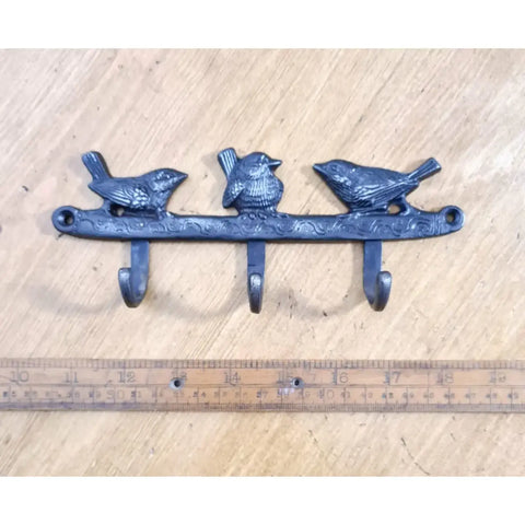 Coat Hook 3 Birds  3 Hooks Cast Antique Iron