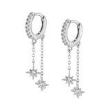 Consortium - Chain Drop Star Earring with Cubic Zirconia in Silver