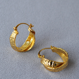 Consortium - Crossed Hoop Earring in Molten Gold