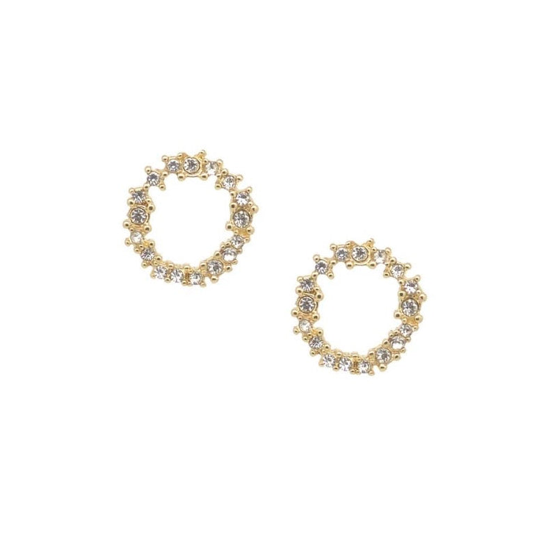 Consortium - Crystal Cluster Circle Earring Gold