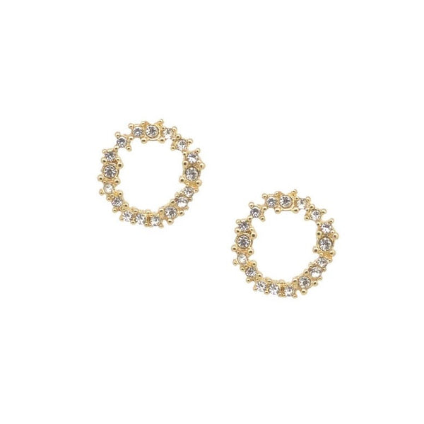Consortium - Crystal Cluster Circle Earring Gold