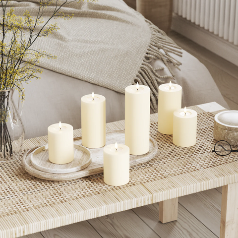 Cream Pillar LED Flameless Candle