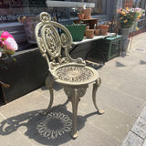 Vintage metal garden chair side view