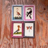 Vintage Glass Framed Painting Animals - Medium