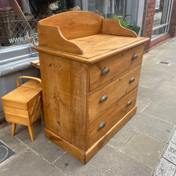 Antique pine chest of drawers left side view