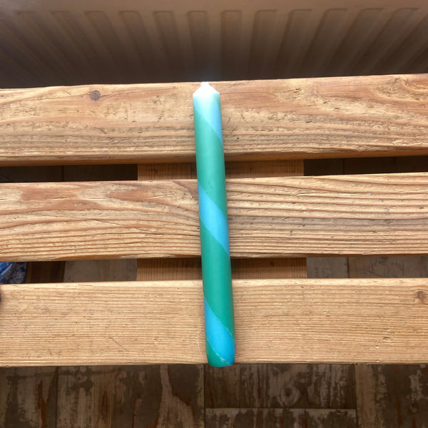 Turquoise & Green Twist Stripe Candle
