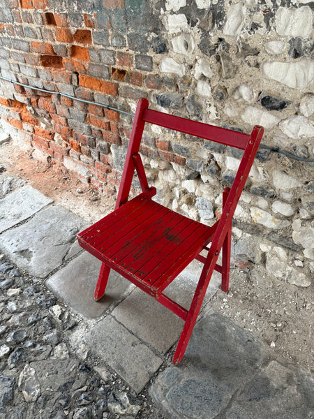 Vintage Red Slatted Chair