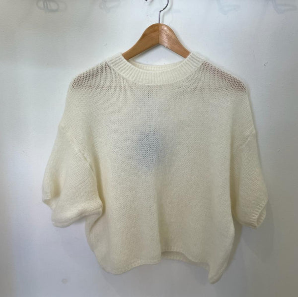 Cropped Mohair Jumper - Cream