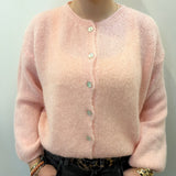 Long Sleeve Mohair Cardigan - Baby Pink