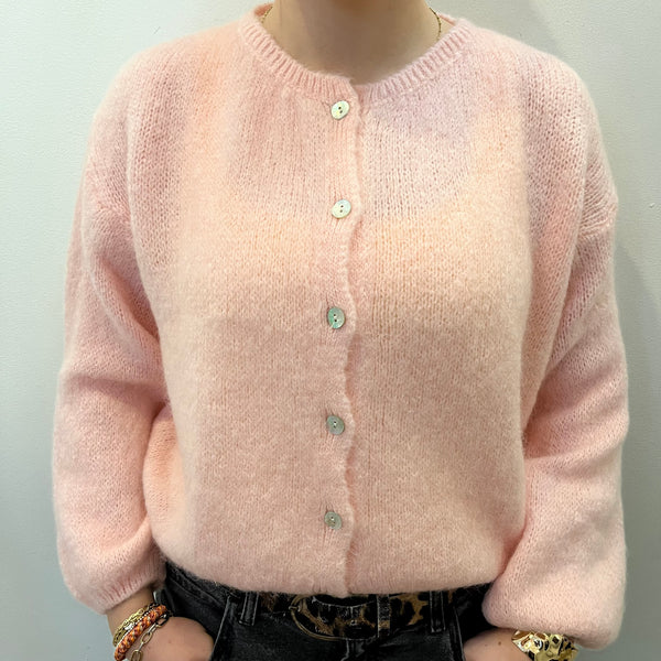 Long Sleeve Mohair Cardigan - Baby Pink
