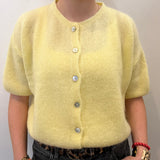 Cropped Sleeve Mohair Cardigan - Lemon