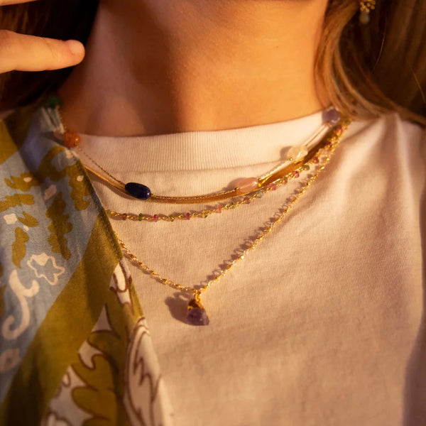 My Doris Multi Tourmaline Stone Chain Necklace