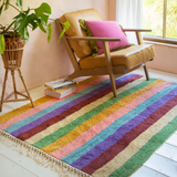 Daisy Snow Beryl Striped Recycled Rug with Chair