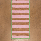 Daisy Snow Pink and Ochre Striped Recycled Runner Rug