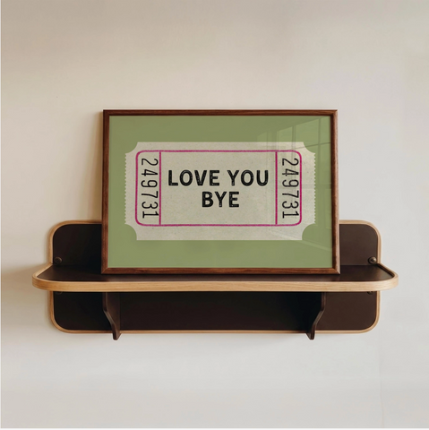 Dandy Prints ' Love you Bye' Sage Green Framed Print 