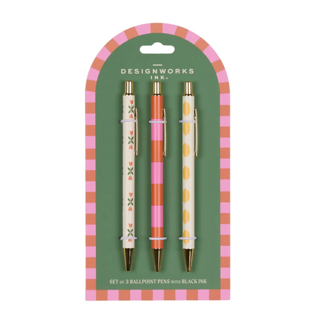 DesignWorks A Dopo Set of 3 Pens - flowers stripes and lemon