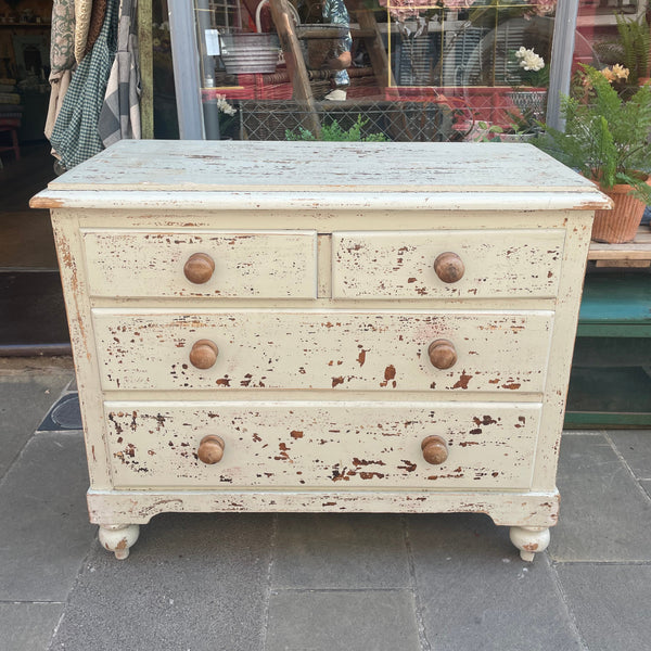 Distressed antique painted chest of drawers