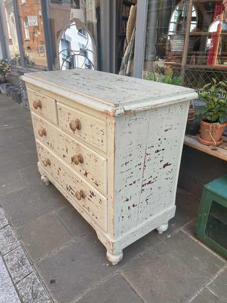 Distressed painted chest of drawers right side