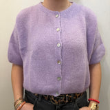 Cropped Sleeve Mohair Cardigan - Lilac