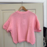Cropped Sleeve Mohair Jumper - Candy Pink