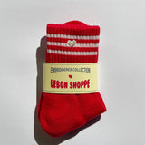 Le Bon Shoppe Embroidered Girlfriend Socks - Scarlet + Heart.