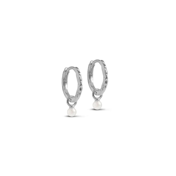 ENAMEL Copenhagen Belle Pearl Hoops - Silver