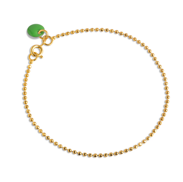 ENAMEL Copenhagen Bracelet, Gold Ball Chain - Green