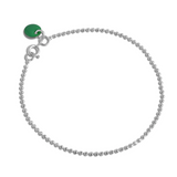 ENAMEL Copenhagen Bracelet, Silver Ball Chain - Petrol Green