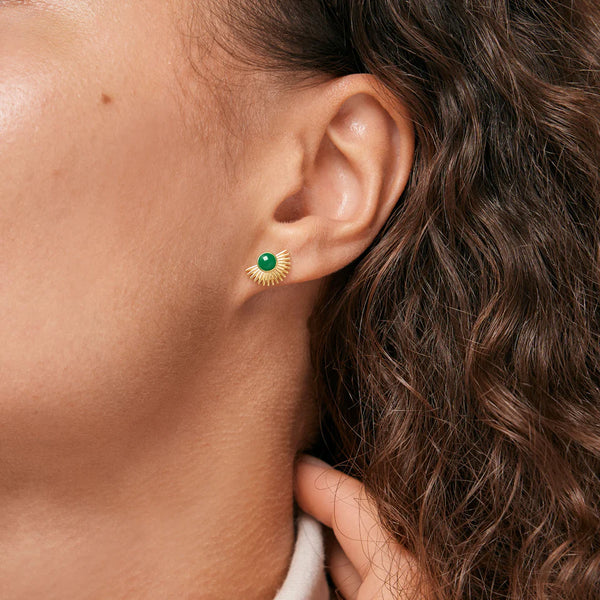 ENAMEL Copenhagen Soleil Studs - Petrol Green Close Up